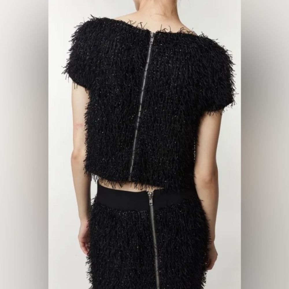 SAINTART black skirt and top set black fringe‎ NWT